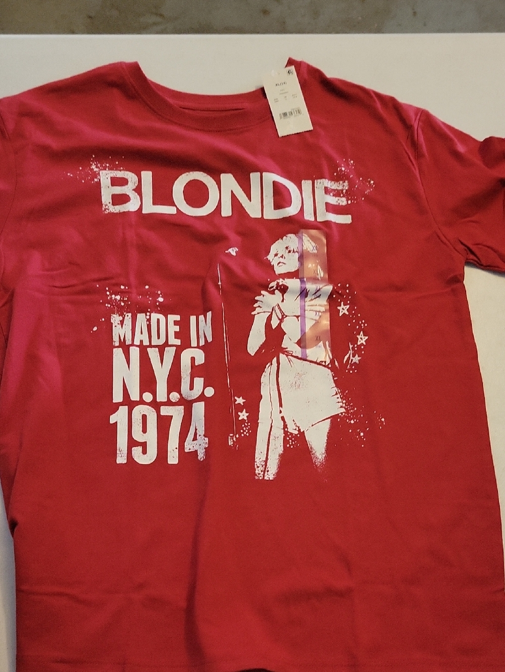 "Blondie" Red Graphic Tee - Made in N.Y.C. 1974. New Kids Size Xl. 14.